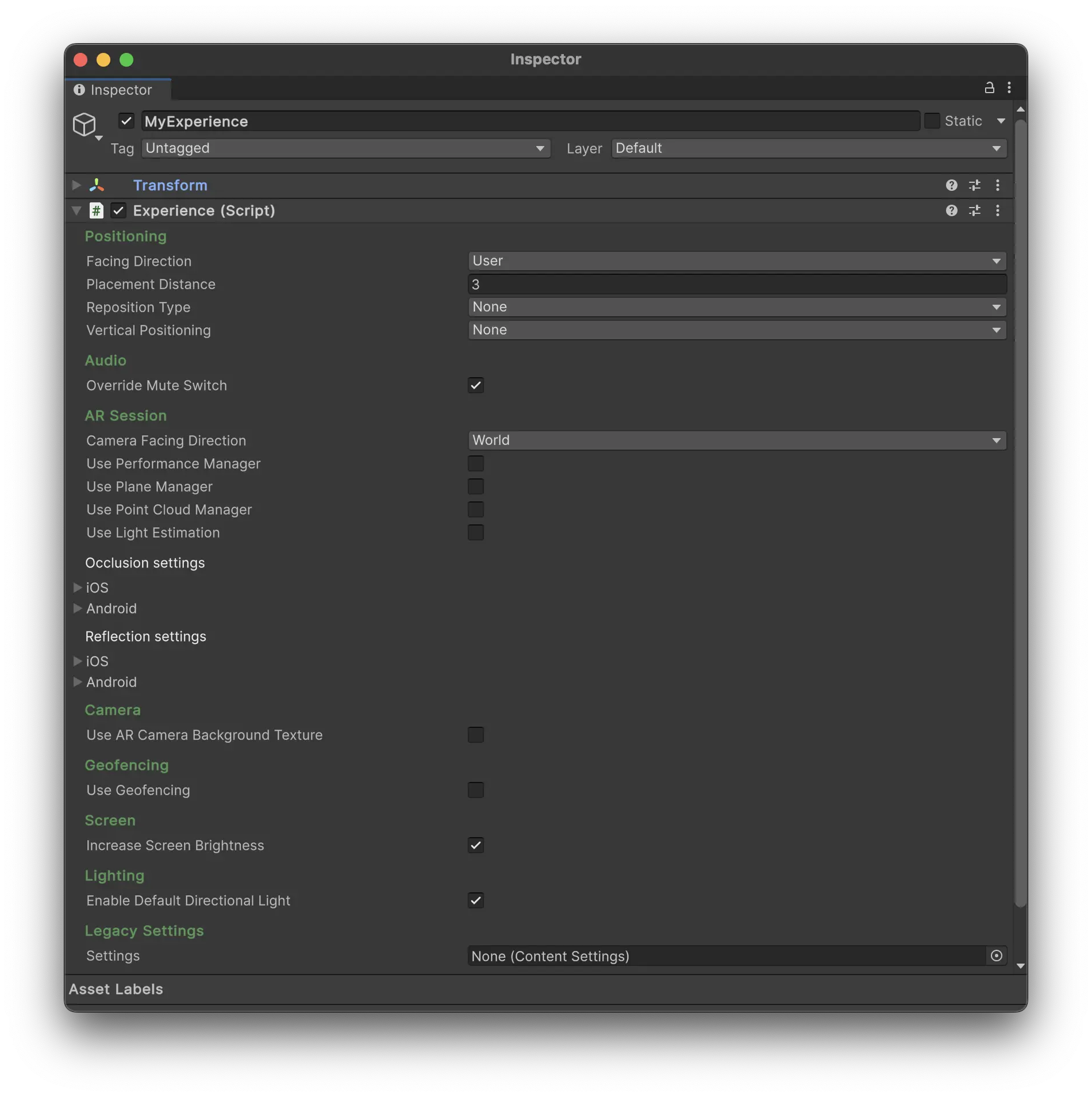 Experience component