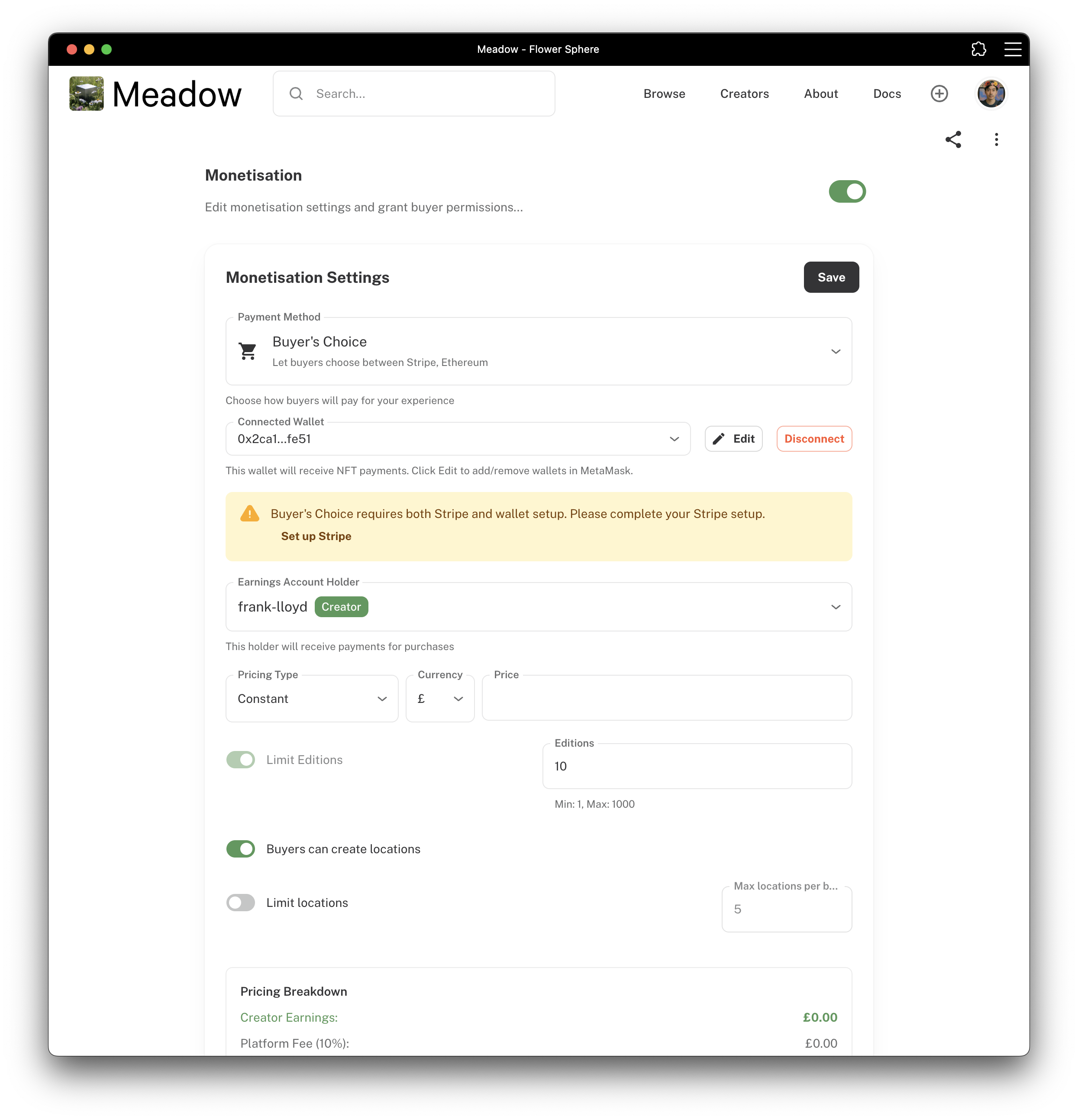 Monetization settings overview