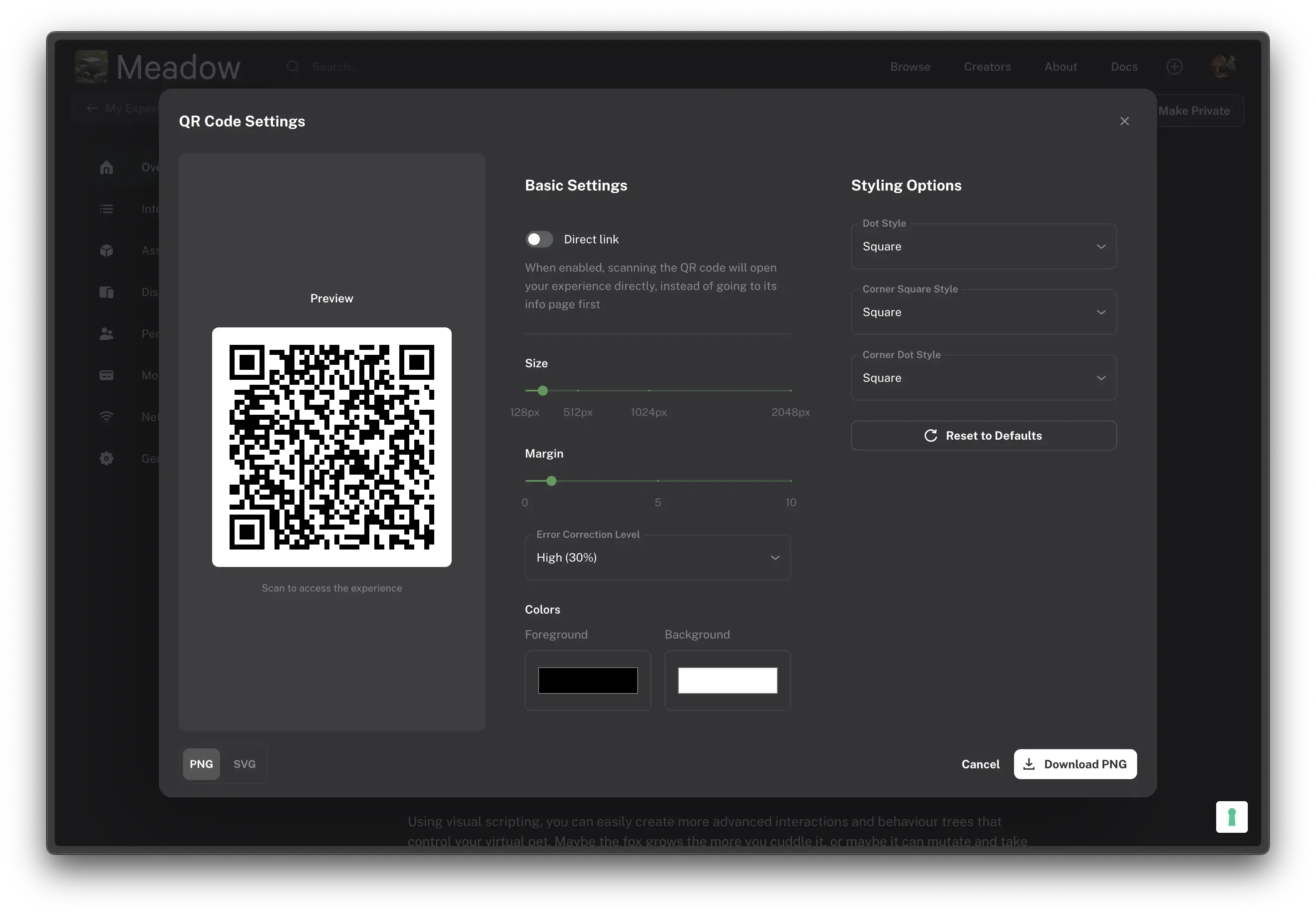 QR Code Settings