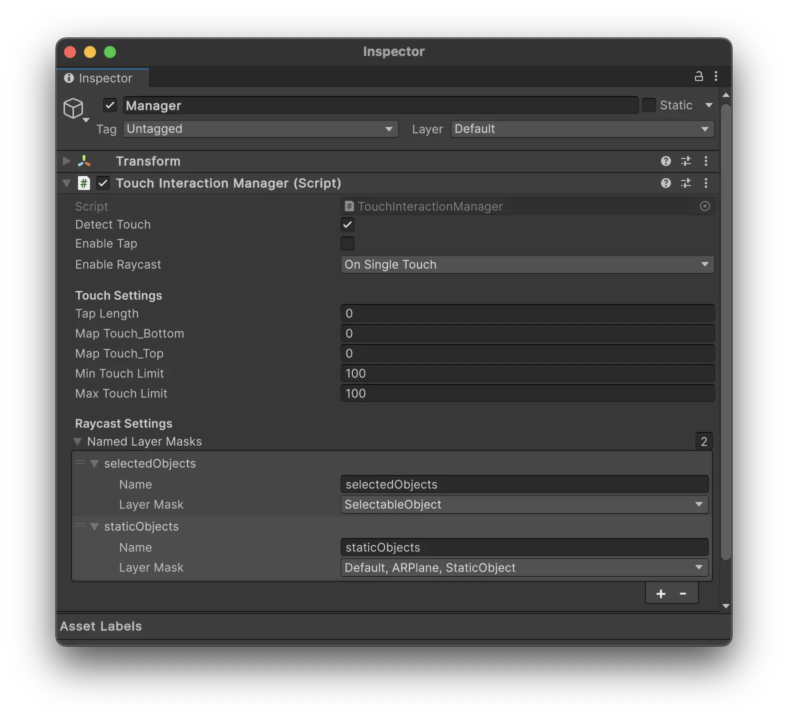 Touch Interaction Manager