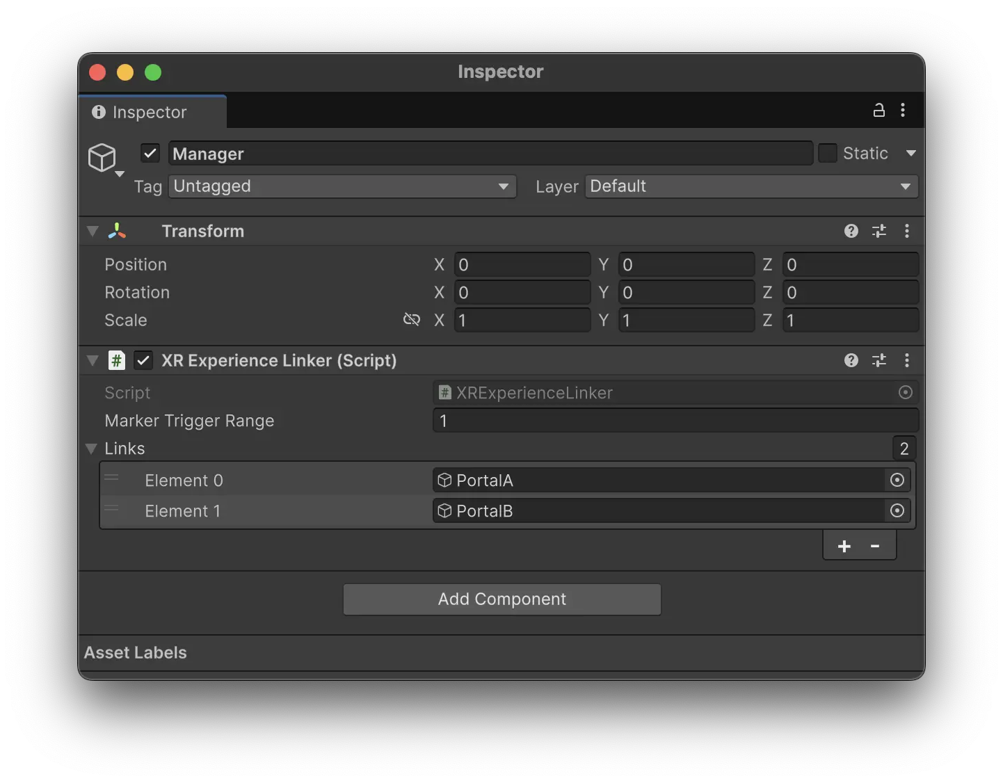 XR Experience Linker Component